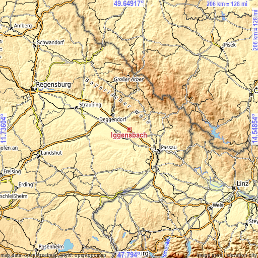 Topographic map of Iggensbach