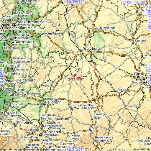 Topographic map of Igersheim