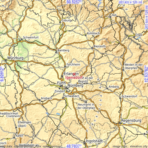 Topographic map of Igensdorf