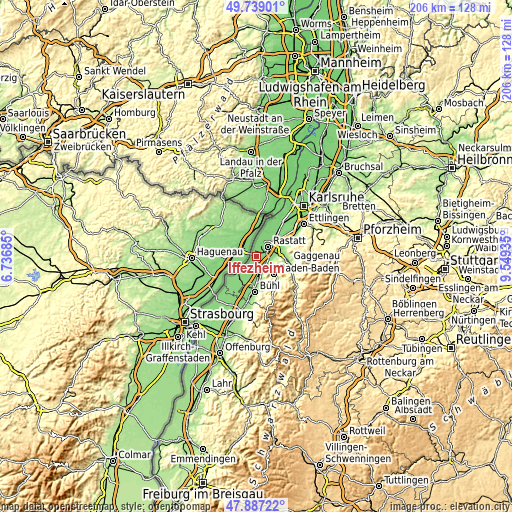 Topographic map of Iffezheim