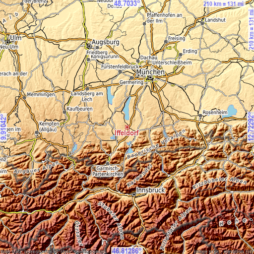 Topographic map of Iffeldorf