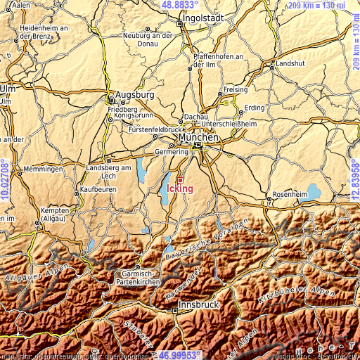 Topographic map of Icking