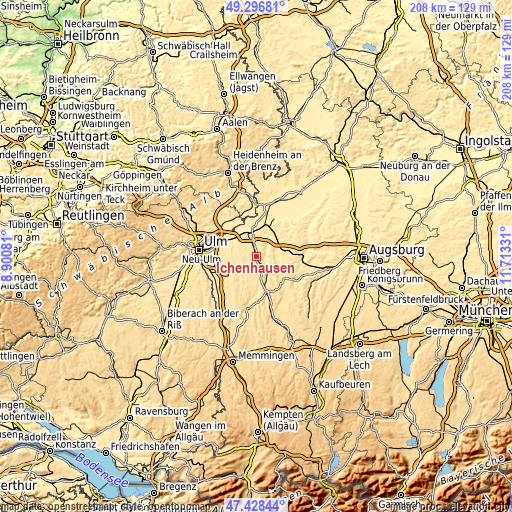 Topographic map of Ichenhausen