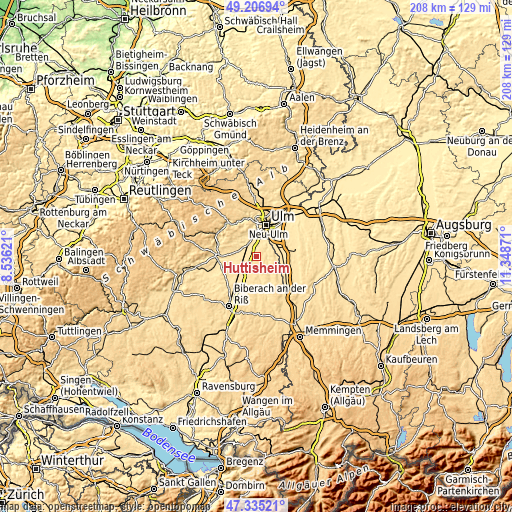 Topographic map of Hüttisheim