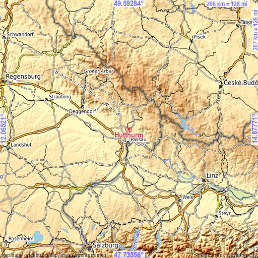 Topographic map of Hutthurm