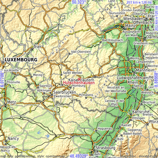 Topographic map of Hütschenhausen