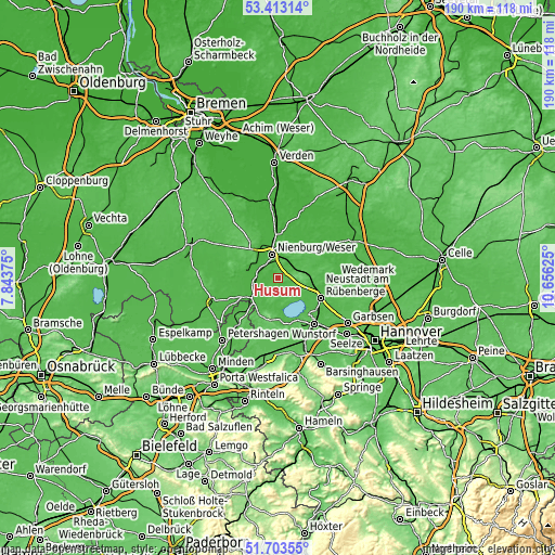 Topographic map of Husum