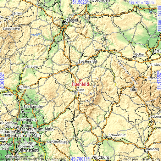 Topographic map of Hünfeld