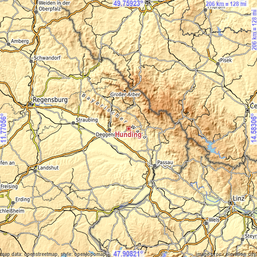 Topographic map of Hunding