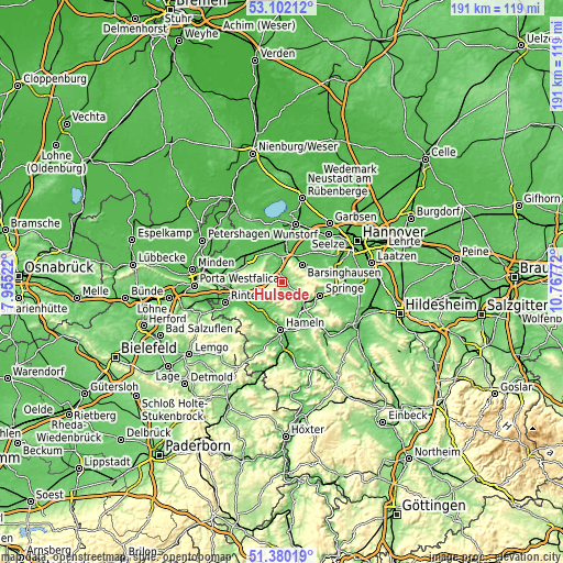 Topographic map of Hülsede