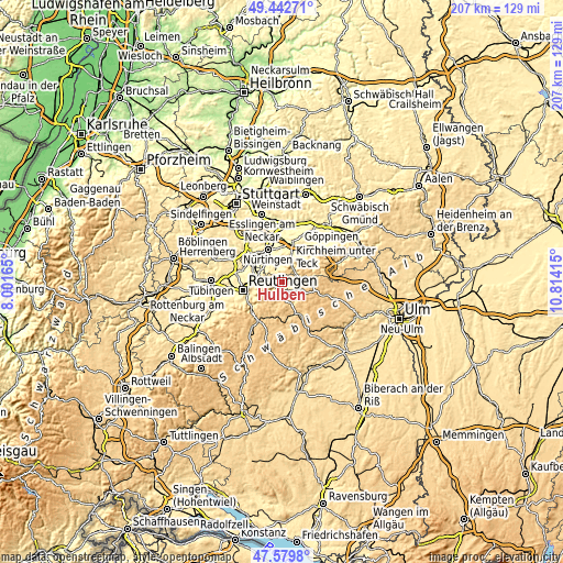 Topographic map of Hülben