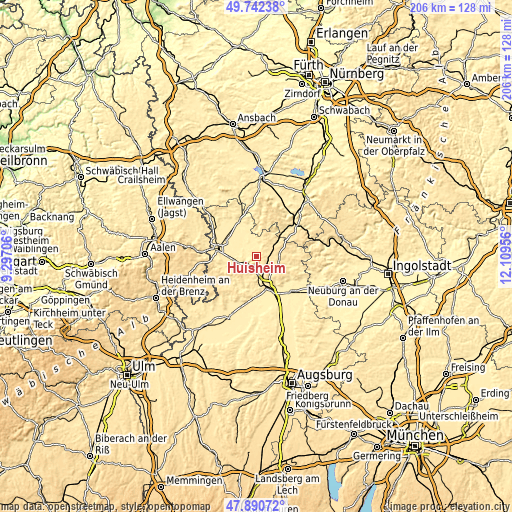 Topographic map of Huisheim