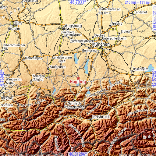 Topographic map of Huglfing