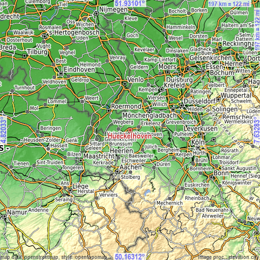 Topographic map of Hückelhoven