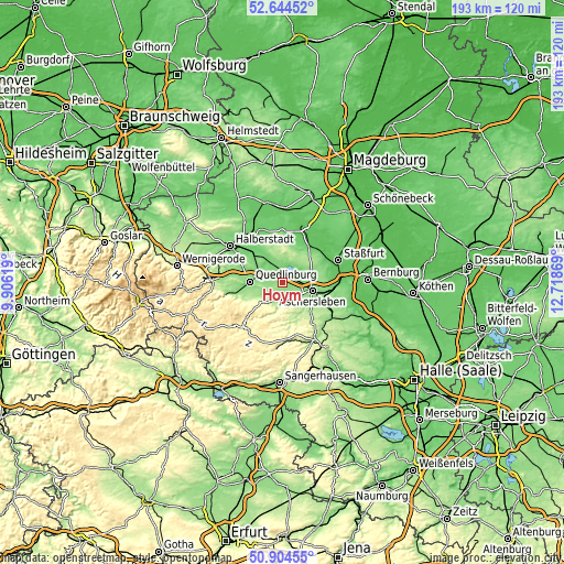 Topographic map of Hoym