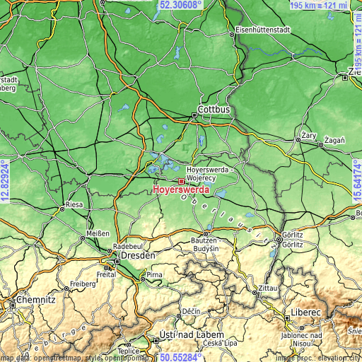 Topographic map of Hoyerswerda