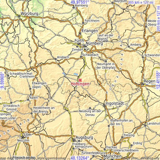 Topographic map of Höttingen