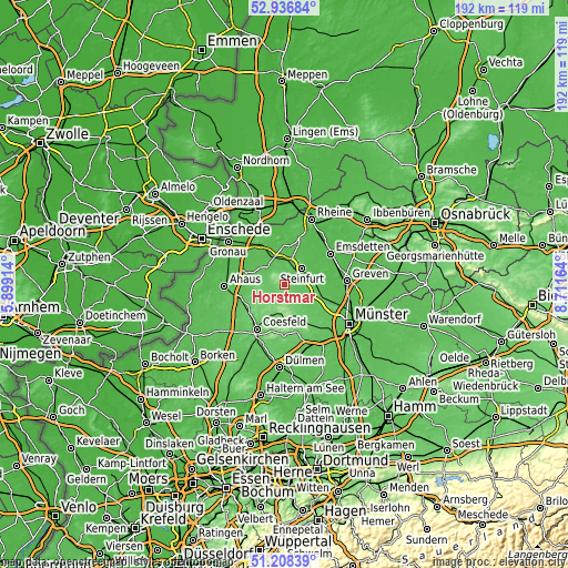 Topographic map of Horstmar