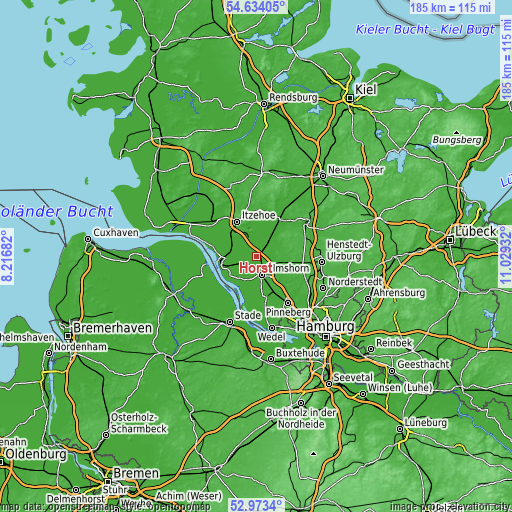 Topographic map of Horst