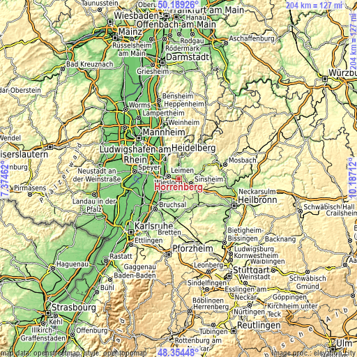 Topographic map of Horrenberg