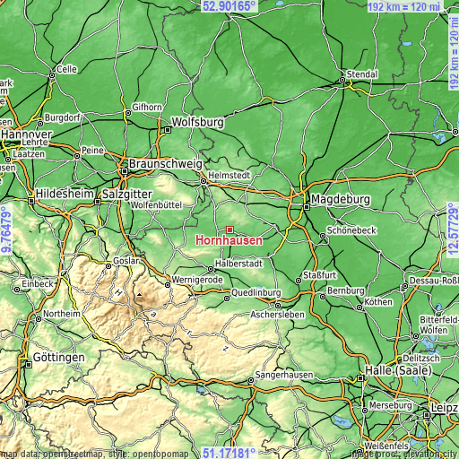 Topographic map of Hornhausen