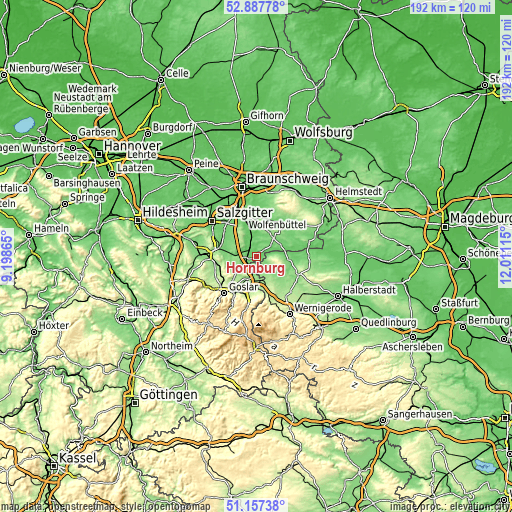 Topographic map of Hornburg