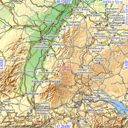 Topographic map of Hornberg