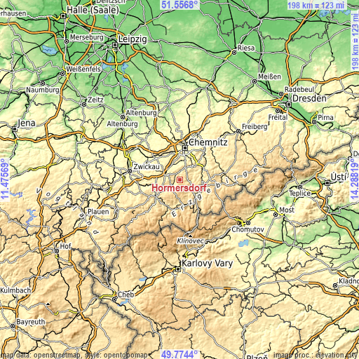 Topographic map of Hormersdorf