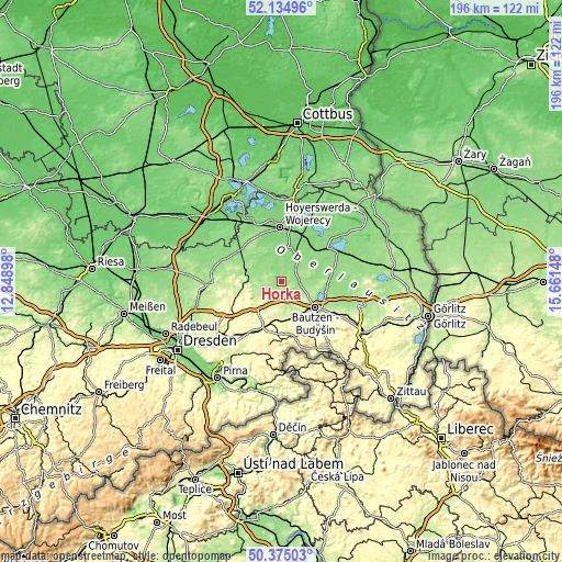 Topographic map of Horka