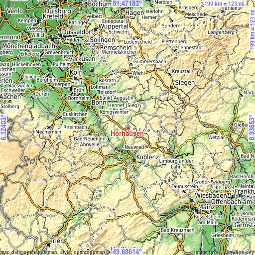 Topographic map of Horhausen