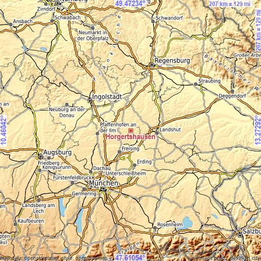 Topographic map of Hörgertshausen