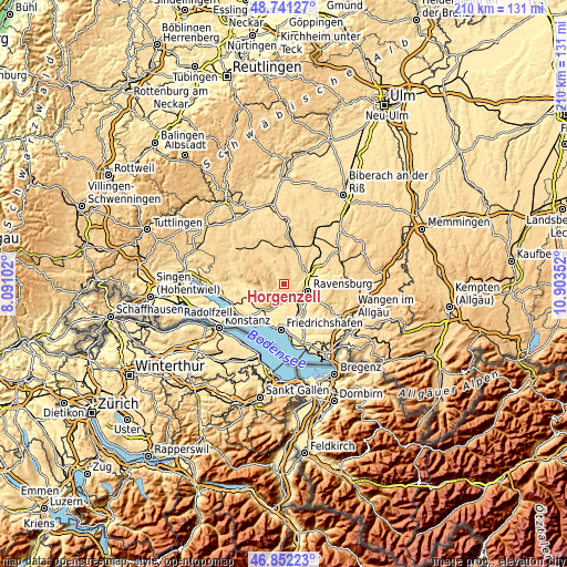 Topographic map of Horgenzell