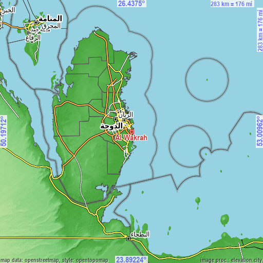 Topographic map of Al Wakrah
