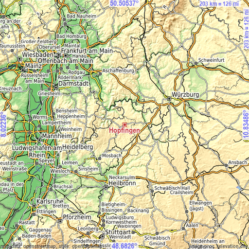 Topographic map of Höpfingen