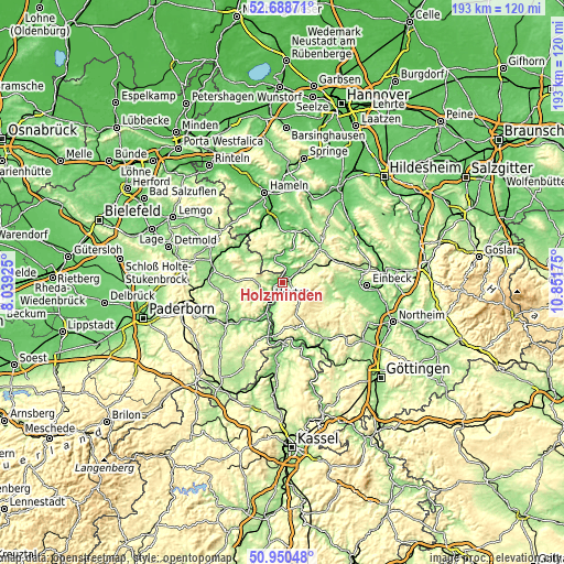 Topographic map of Holzminden