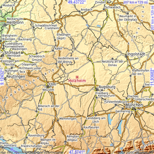 Topographic map of Holzheim