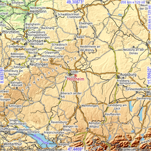 Topographic map of Holzheim