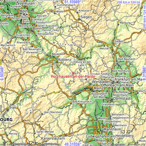 Topographic map of Holzhausen an der Haide