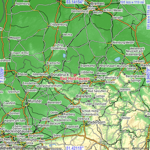 Topographic map of Bad Holzhausen