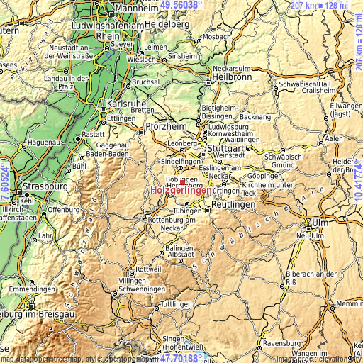 Topographic map of Holzgerlingen