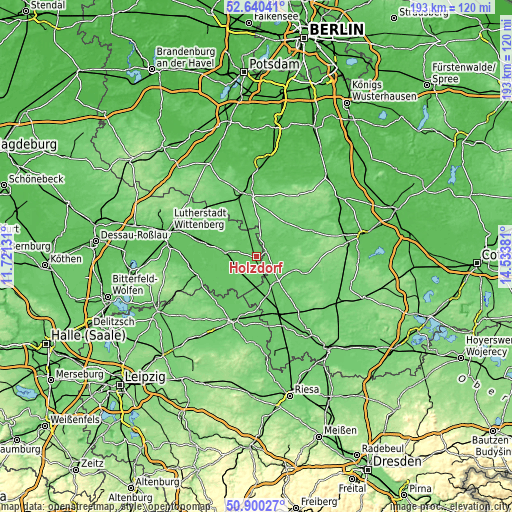 Topographic map of Holzdorf