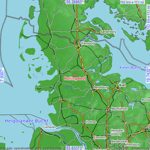 Topographic map of Hollingstedt