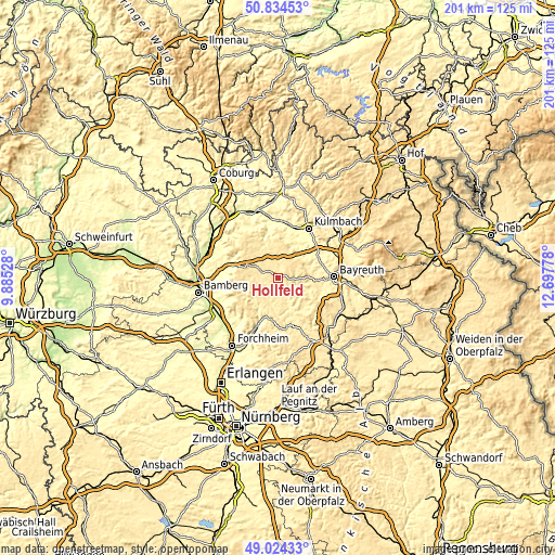 Topographic map of Hollfeld
