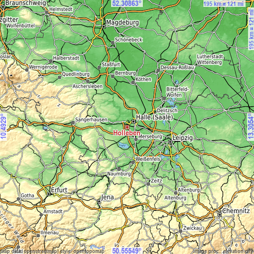 Topographic map of Holleben