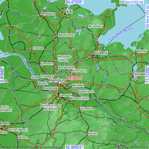 Topographic map of Hoisdorf