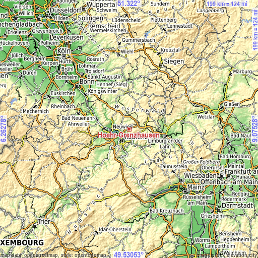 Topographic map of Höhr-Grenzhausen