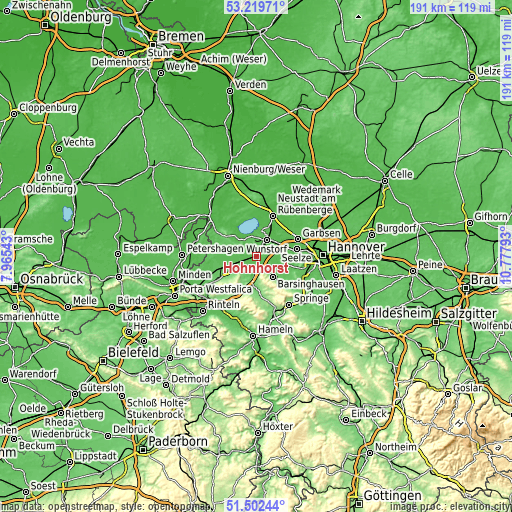 Topographic map of Hohnhorst