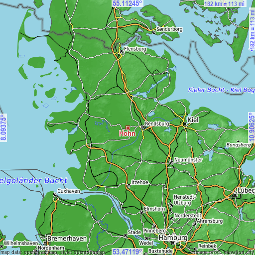 Topographic map of Hohn