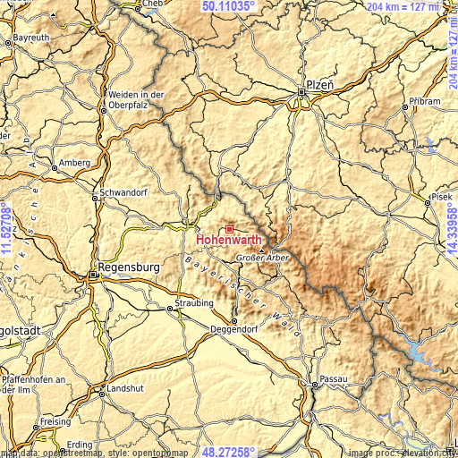 Topographic map of Hohenwarth