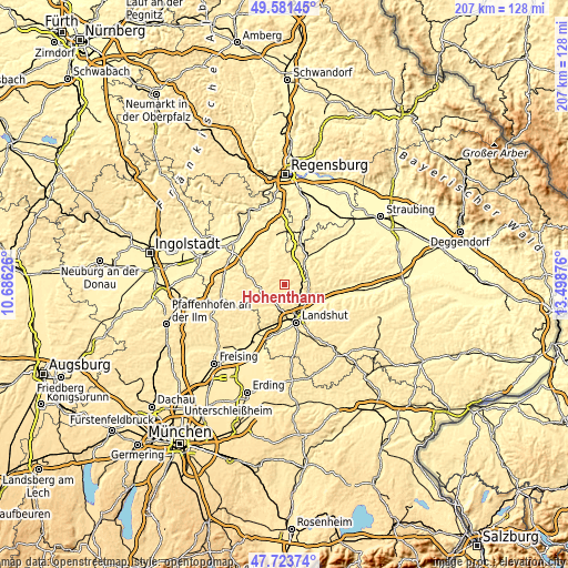 Topographic map of Hohenthann